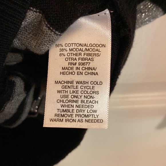 Allen B. Sweater SZ L NWOT . Black & Silver stripes. - Picture 6 of 9